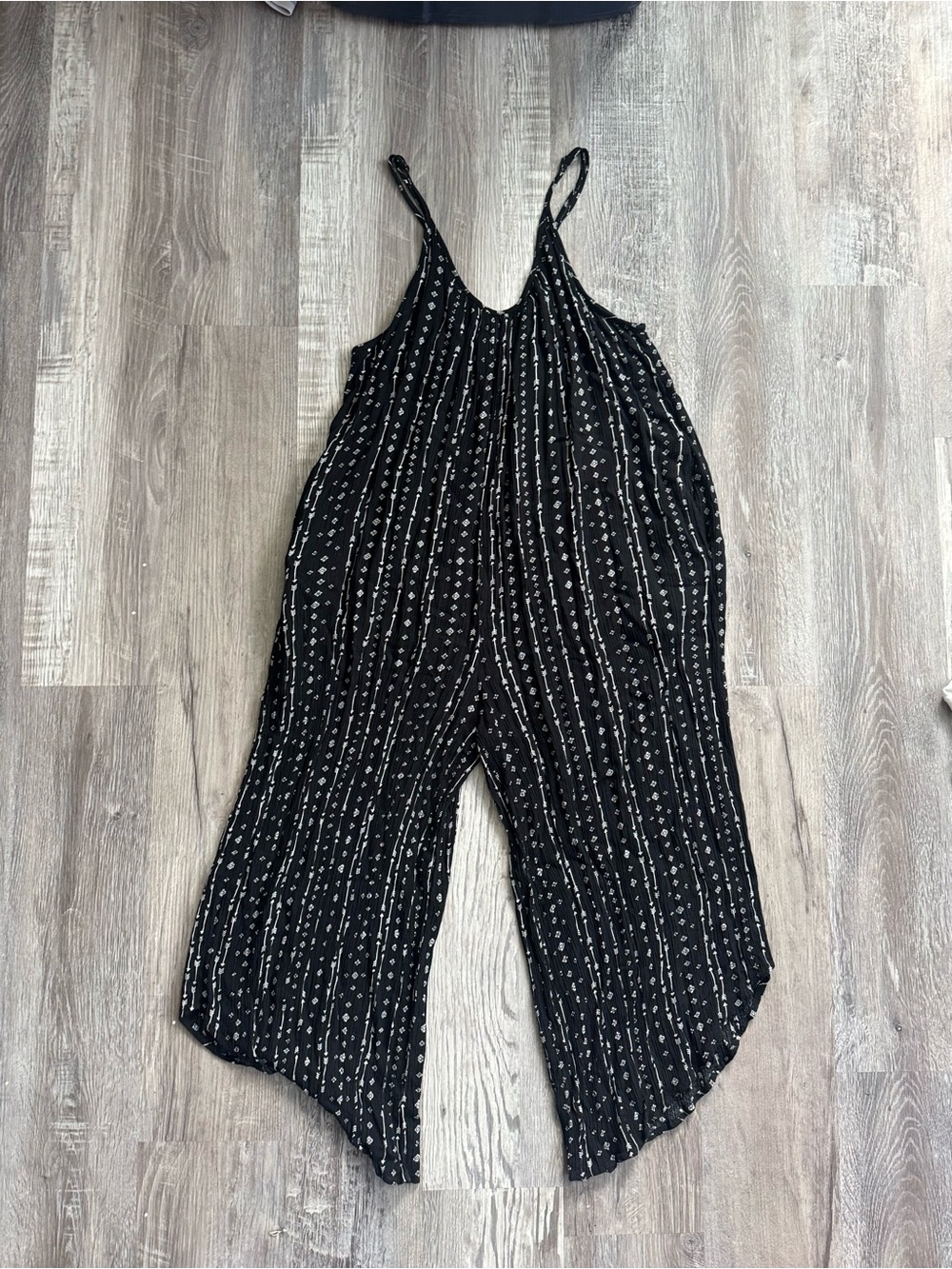 Black Striped Wide-Leg Jumpsuit